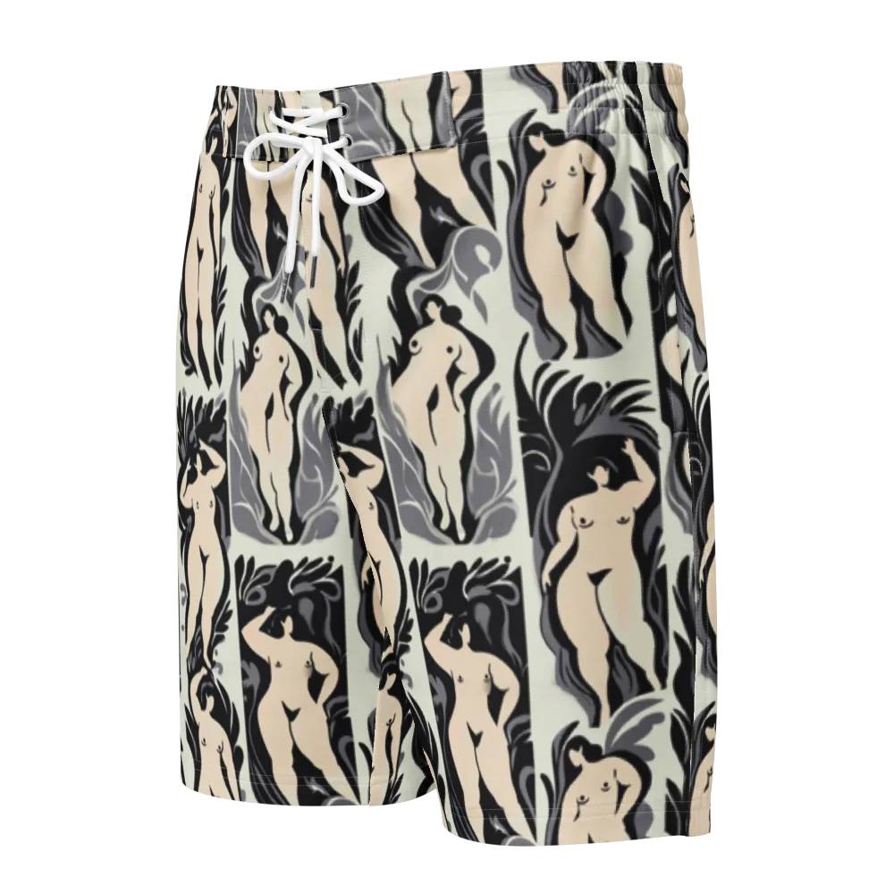 Ivory Figure Garden on Men's Board Shorts — Front