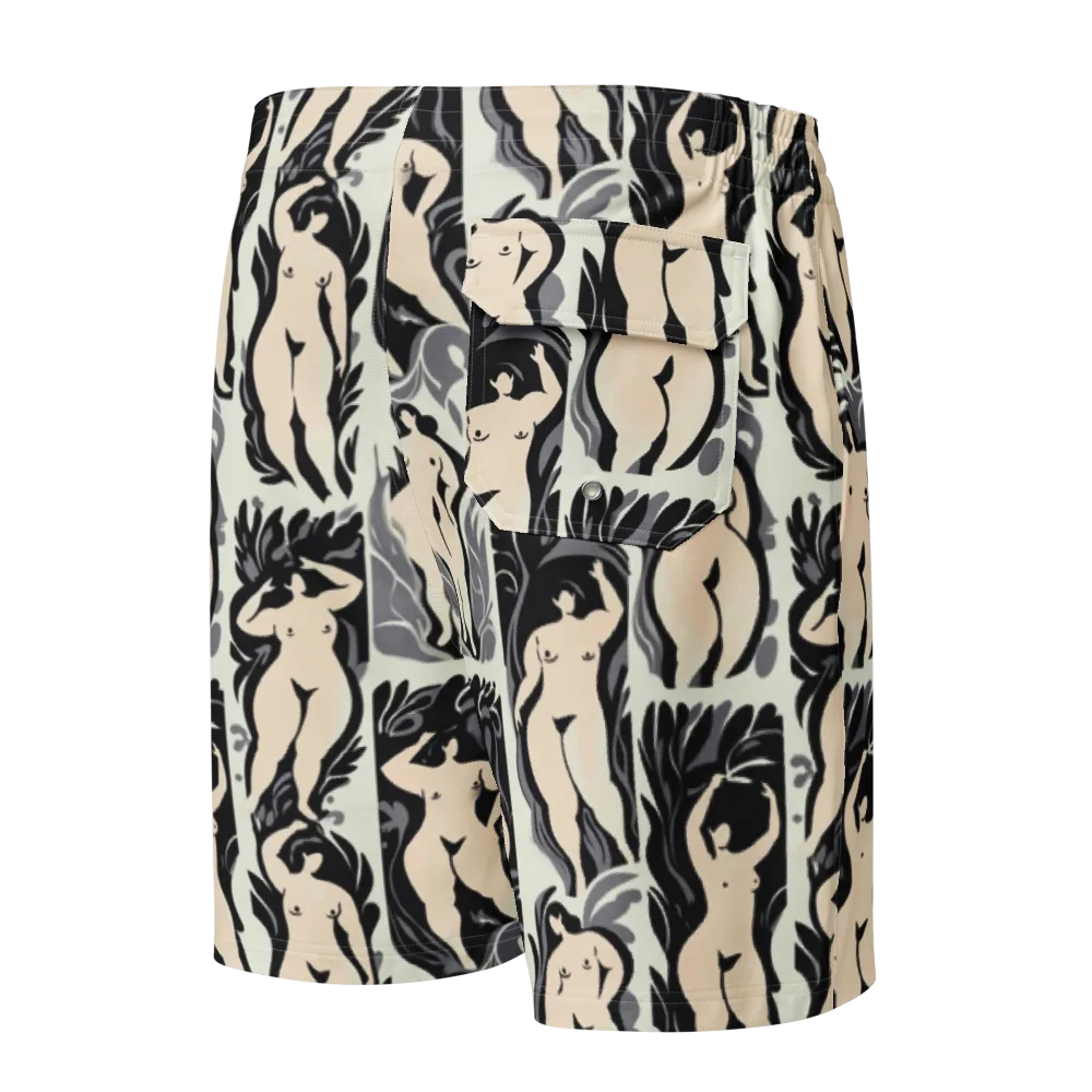 Ivory Figure Garden on Men's Board Shorts — Back