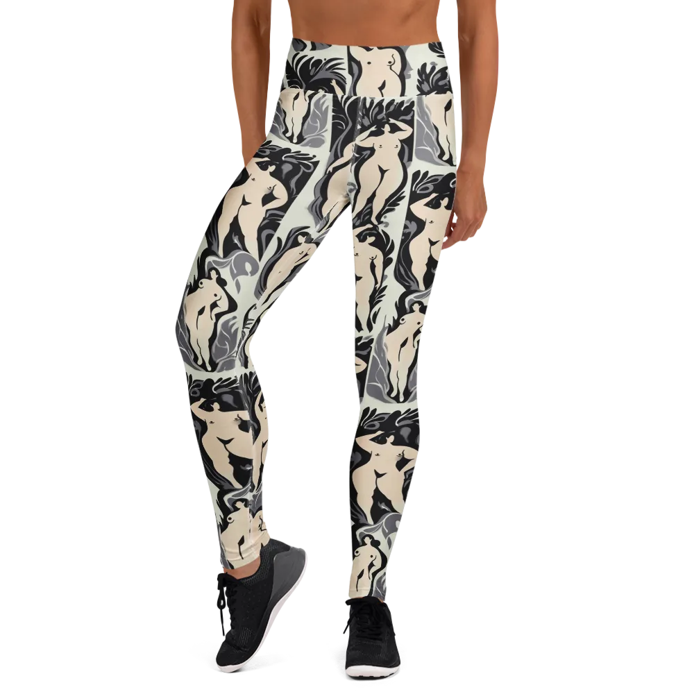 Ivory Figure Garden on Yoga Leggings — Front