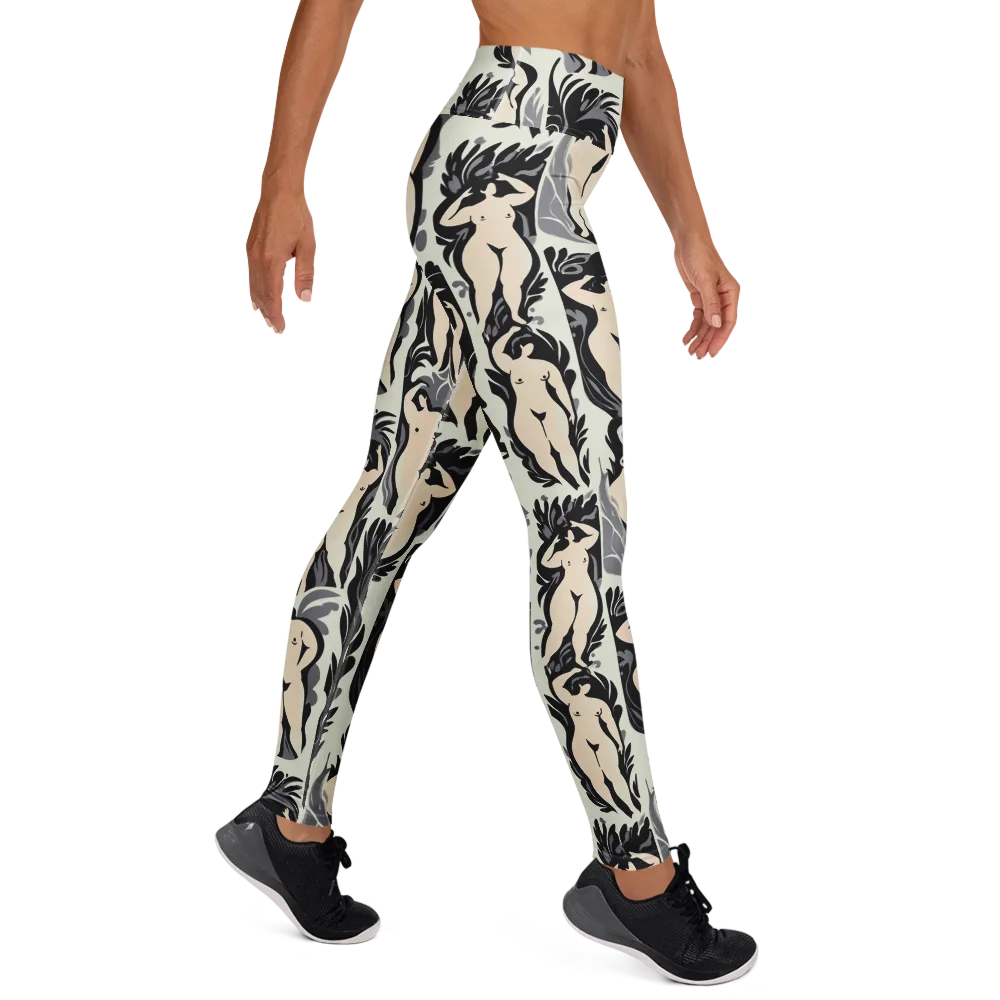 Ivory Figure Garden on Yoga Leggings — Right