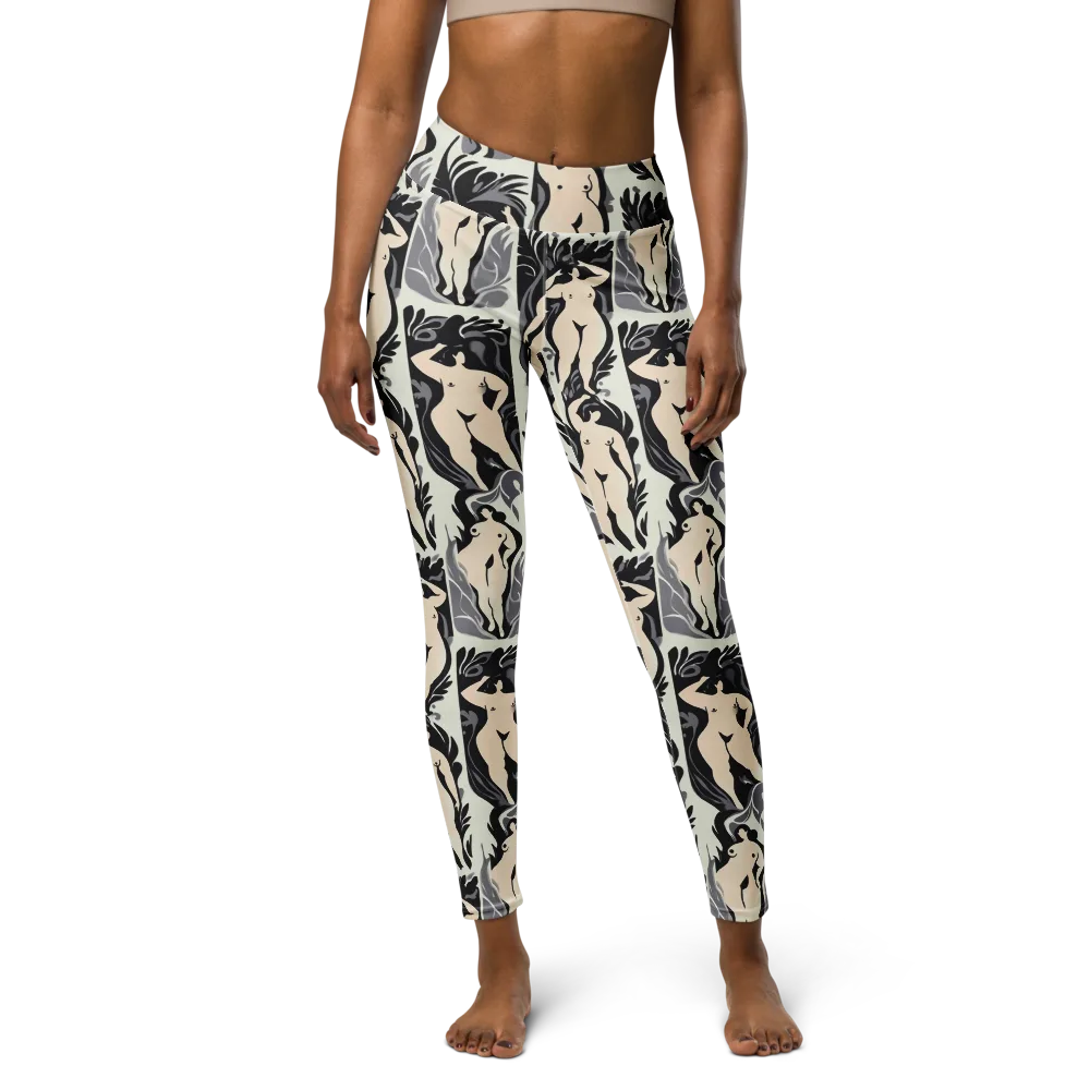 Ivory Figure Garden on Yoga Leggings — Front