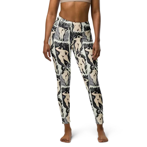 Ivory Figure Garden on a Yoga Leggings