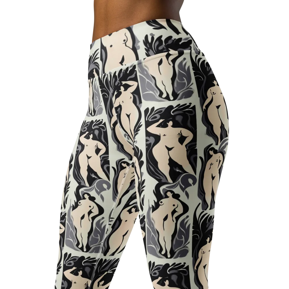 Ivory Figure Garden on Yoga Leggings — Left Front