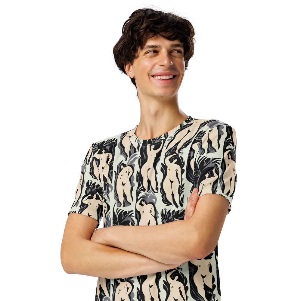 Ivory Figure Garden on Men's Crew Neck T-Shirt — Left Front