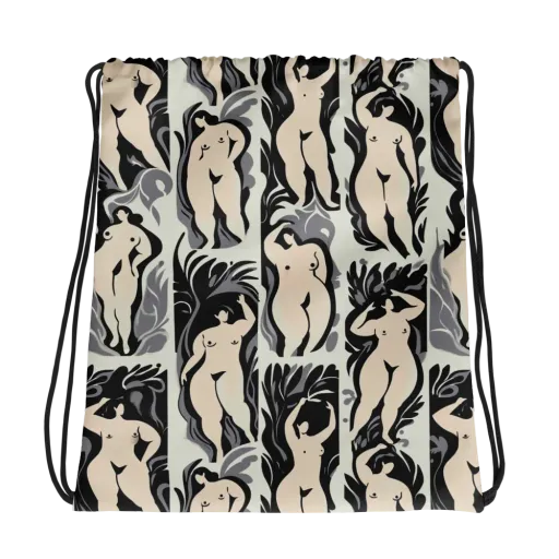 Ivory Figure Garden on a Drawstring Bag