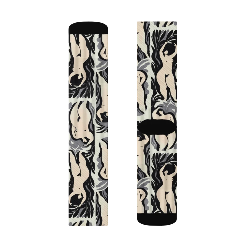 Ivory Figure Garden on Socks — Left Sock