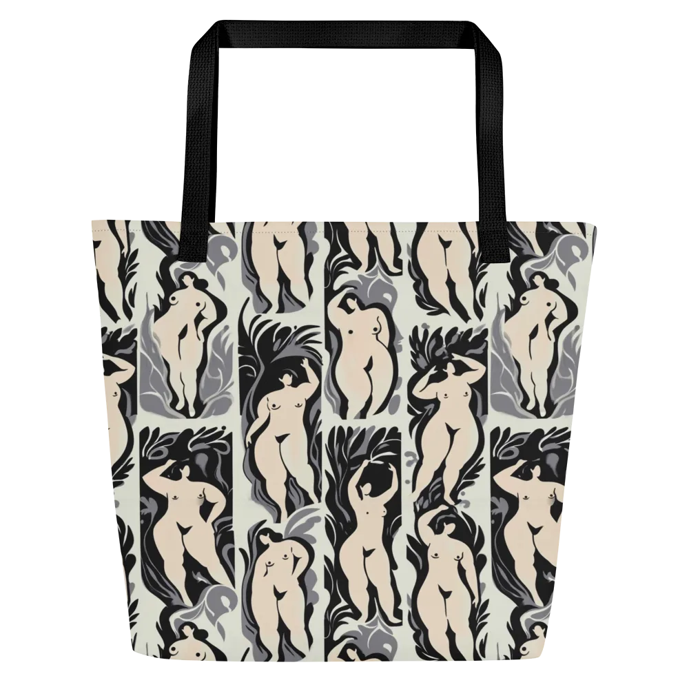 Ivory Figure Garden on Large Tote Bag W/ Pocket — Front