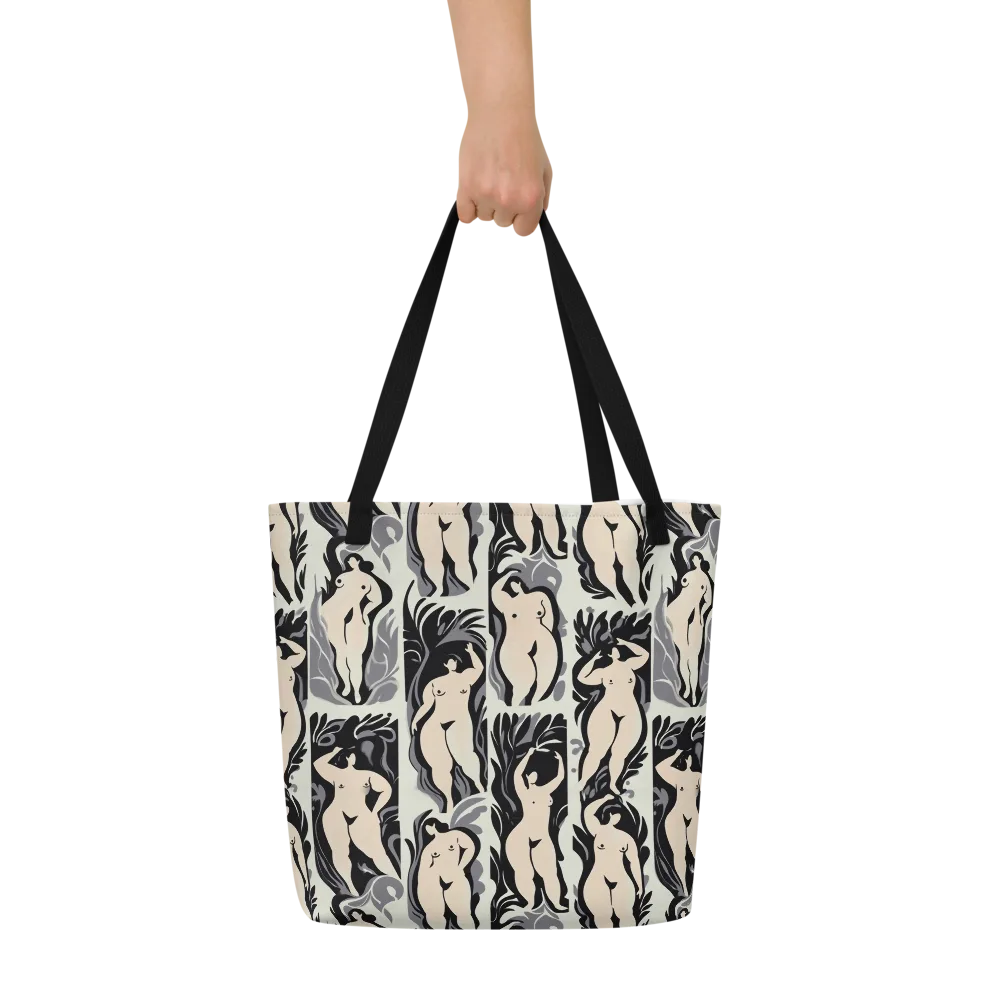 Ivory Figure Garden on Large Tote Bag W/ Pocket — Front