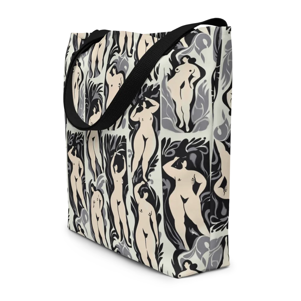 Ivory Figure Garden on Large Tote Bag W/ Pocket — Front