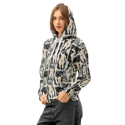 Ivory Figure Garden on a Cotton Hoodie