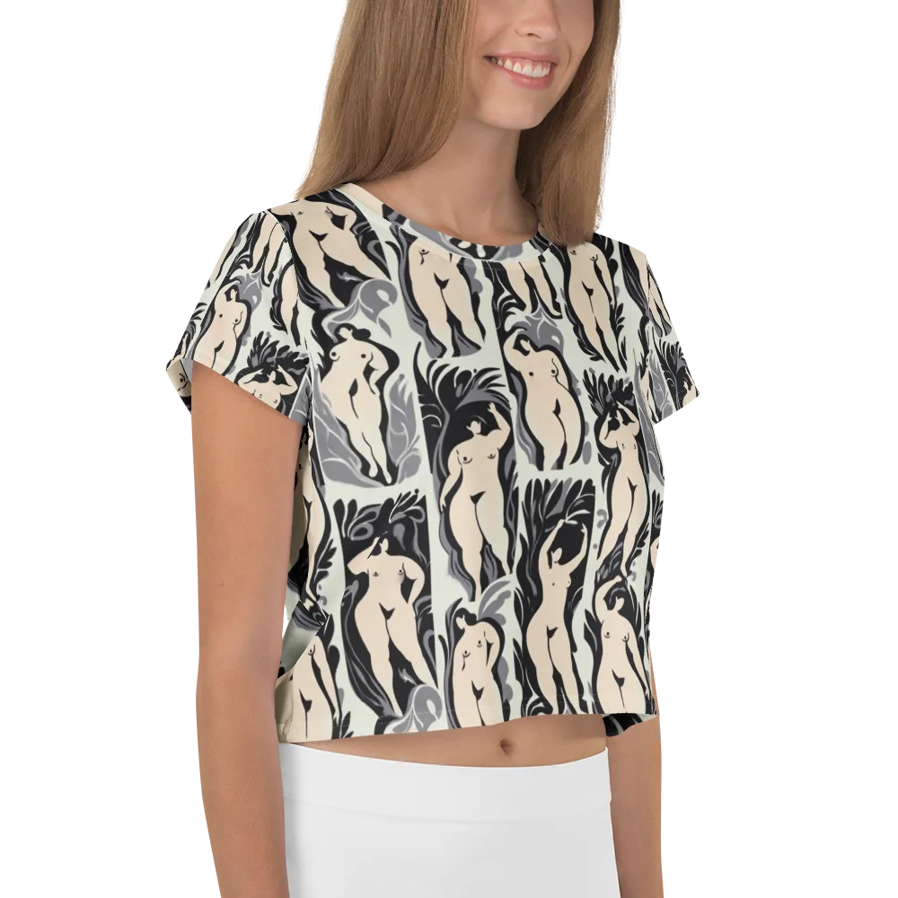 Ivory Figure Garden on Crop Tee — Right
