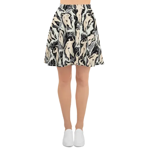 Ivory Figure Garden on a Skater Skirt