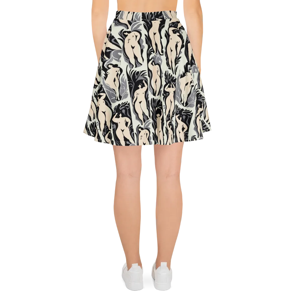 Ivory Figure Garden on Skater Skirt — Back