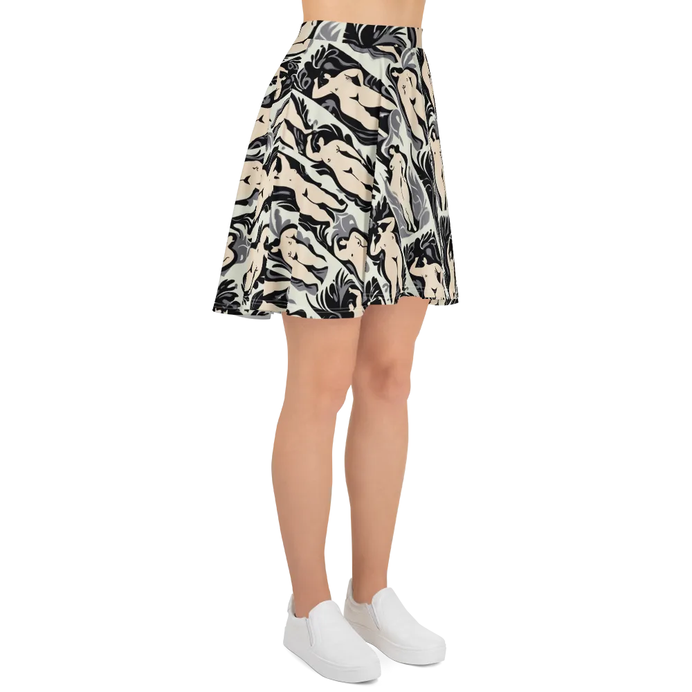 Ivory Figure Garden on Skater Skirt — Right