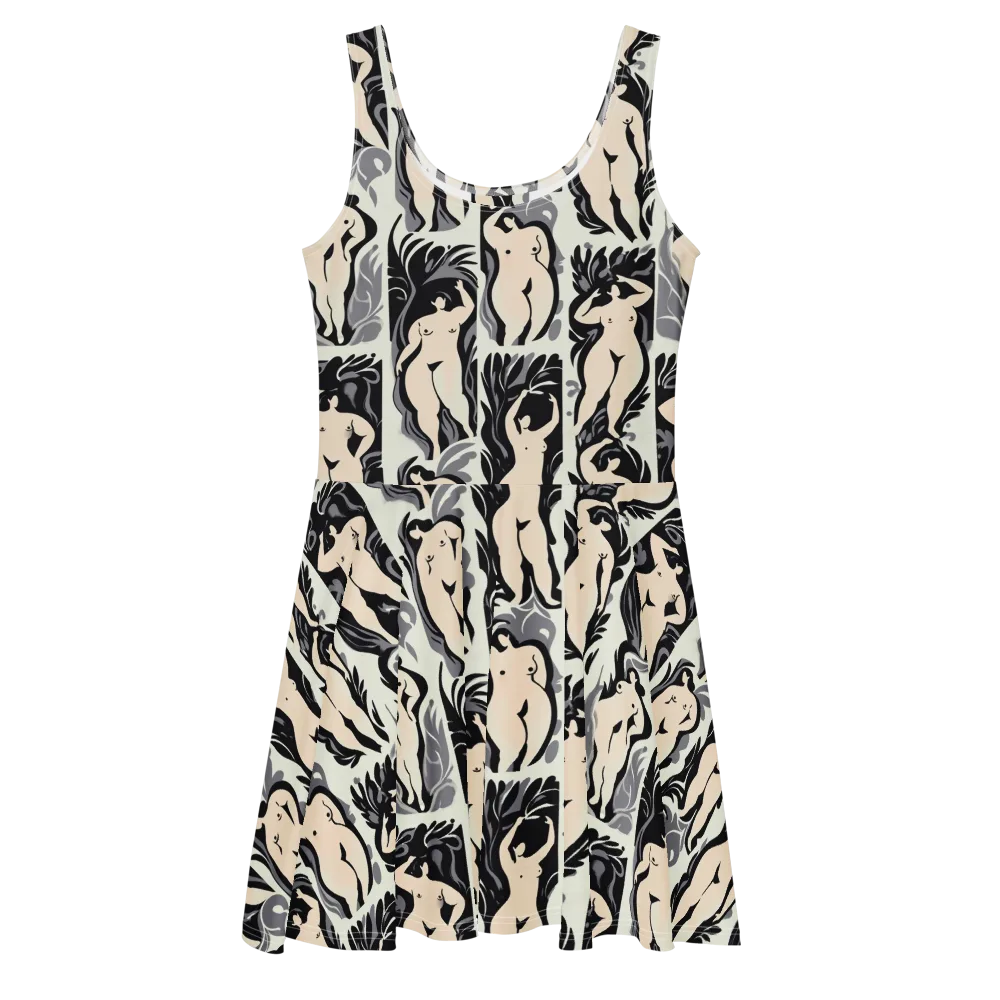 Ivory Figure Garden on Skater Dress — Front