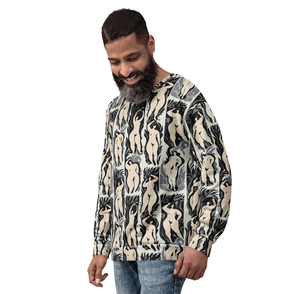 Ivory Figure Garden on Sweatshirt — Left Front
