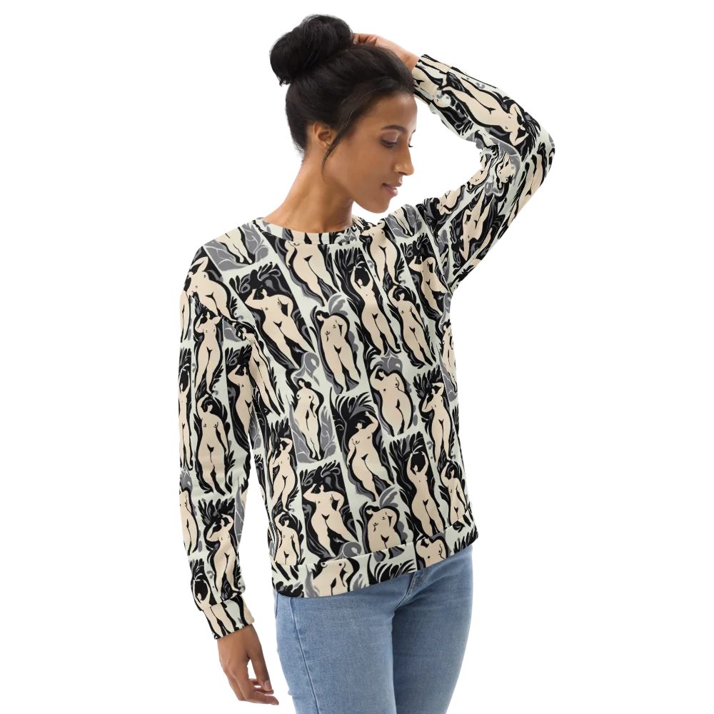 Ivory Figure Garden on Sweatshirt — Right Front