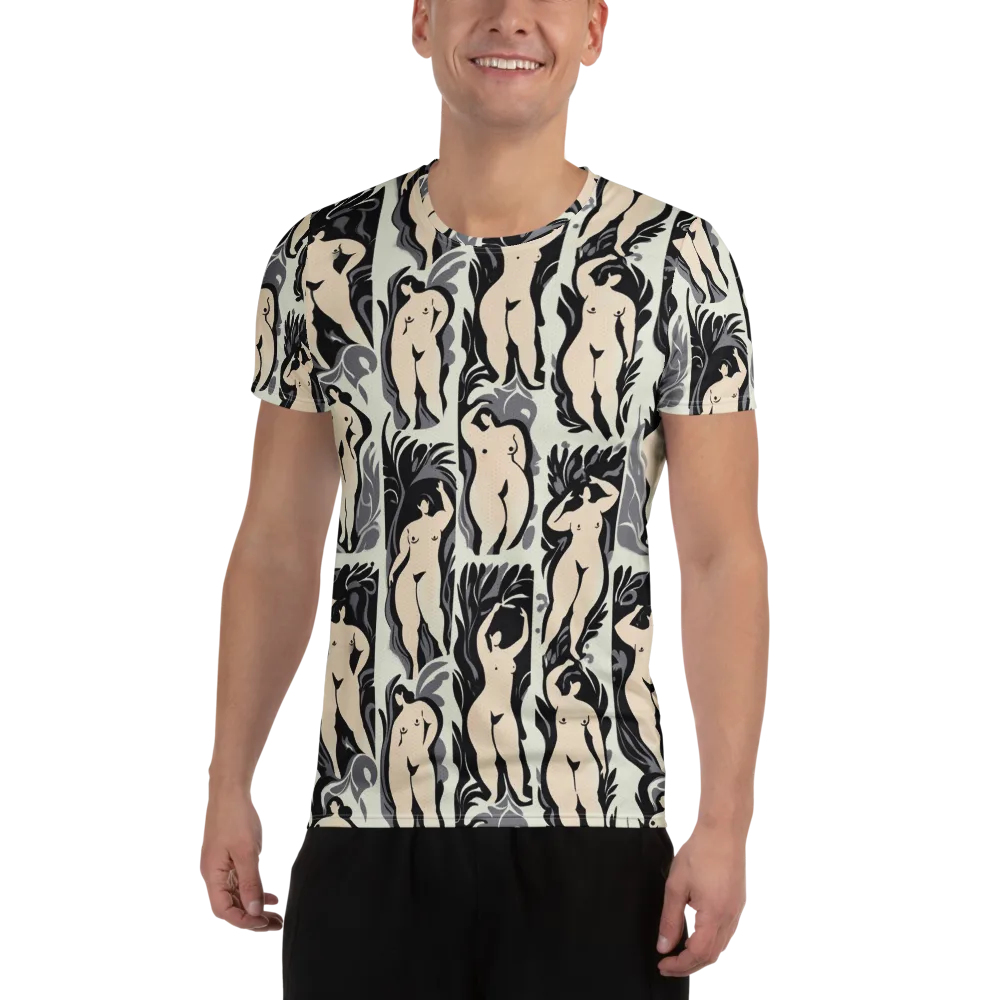Ivory Figure Garden on Men's Athletic T-Shirt — Front