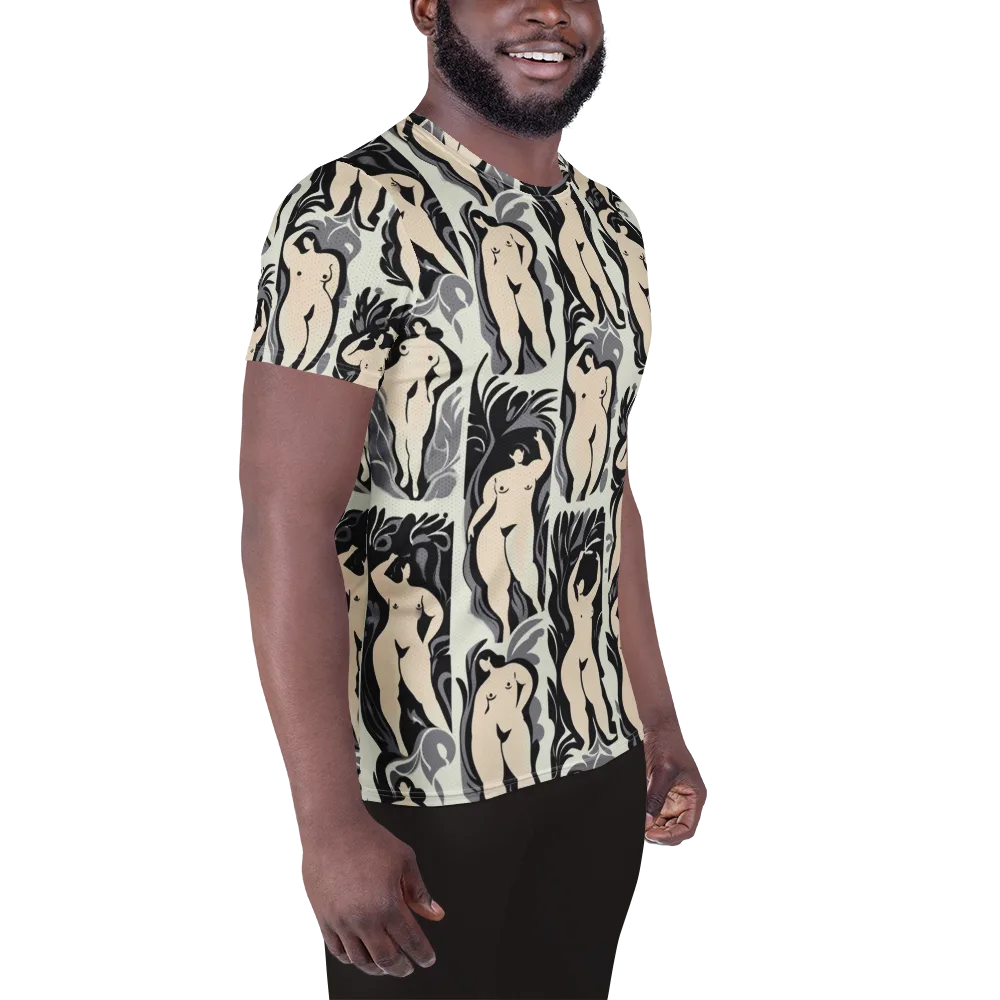 Ivory Figure Garden on Men's Athletic T-Shirt — Right