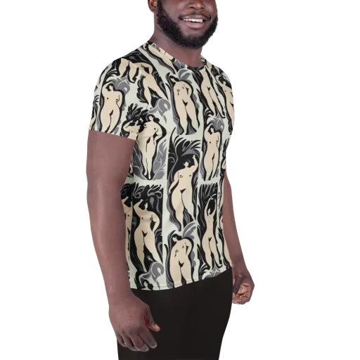 Ivory Figure Garden on a Men's Athletic T-Shirt