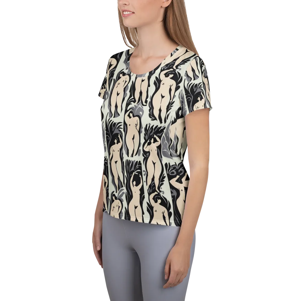 Ivory Figure Garden on Women's Athletic T-Shirt — Left