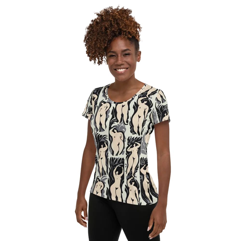 Ivory Figure Garden on Women's Athletic T-Shirt — Left
