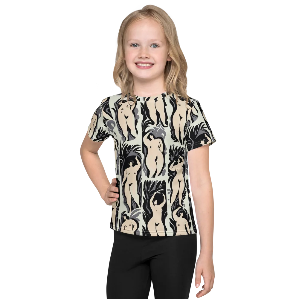 Ivory Figure Garden on Kids Crew Neck T-Shirt — Front