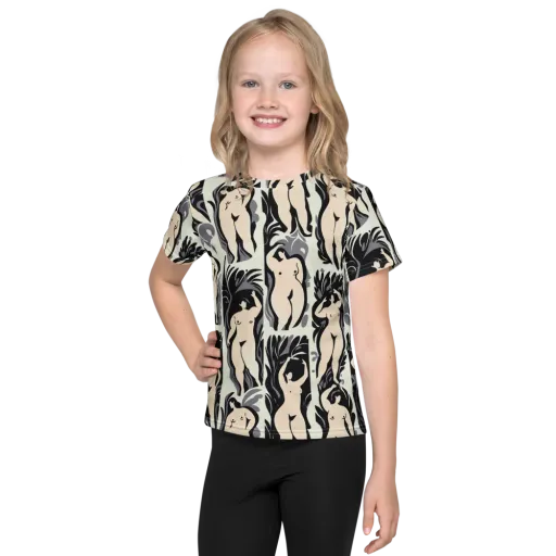 Ivory Figure Garden on a Kids Crew Neck T-Shirt