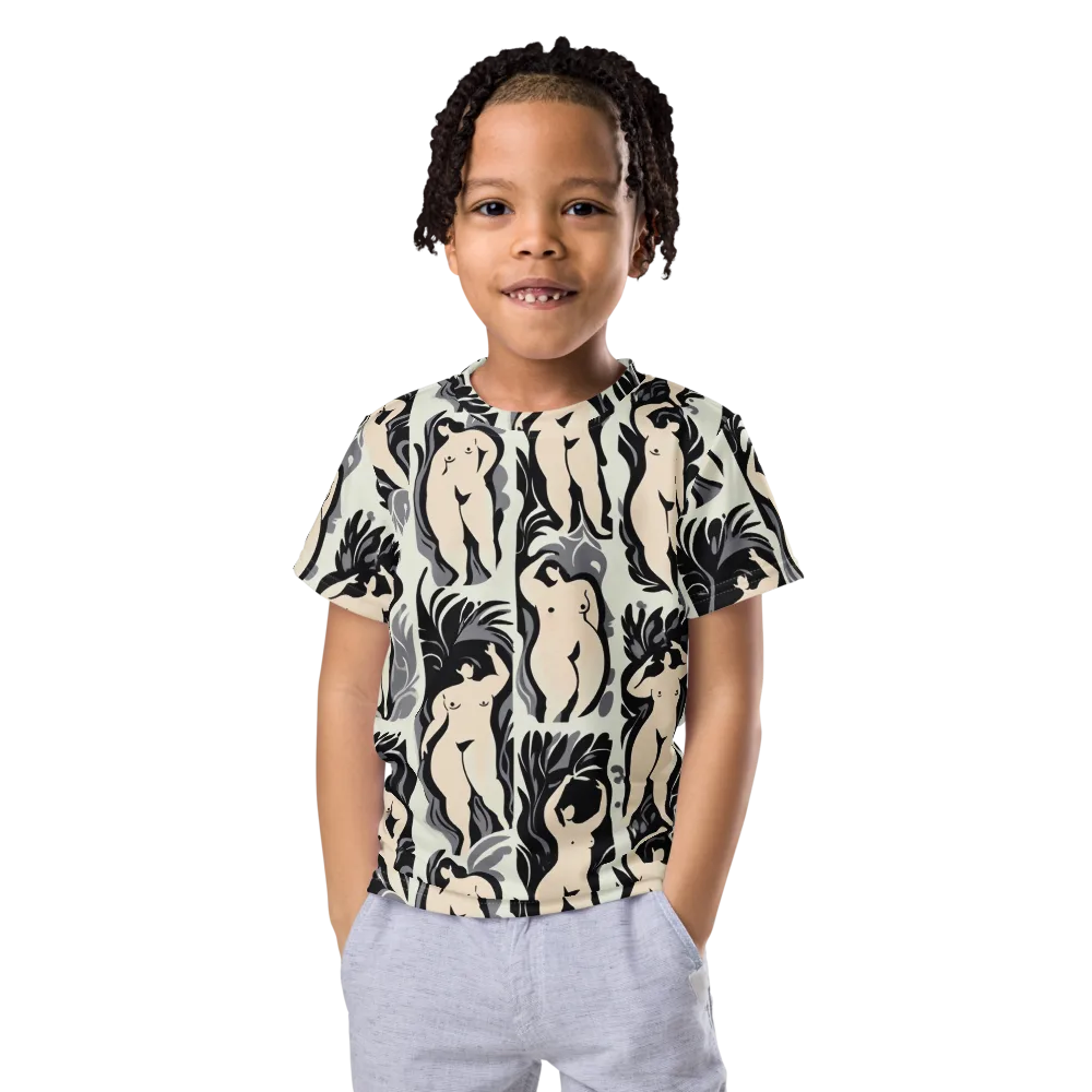 Ivory Figure Garden on Kids Crew Neck T-Shirt — Front