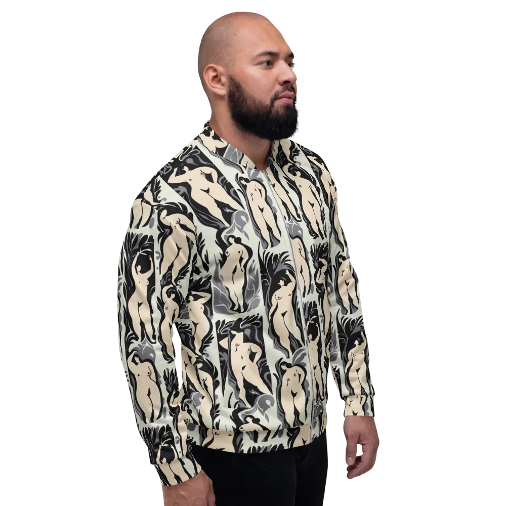 Ivory Figure Garden on Bomber Jacket — Right