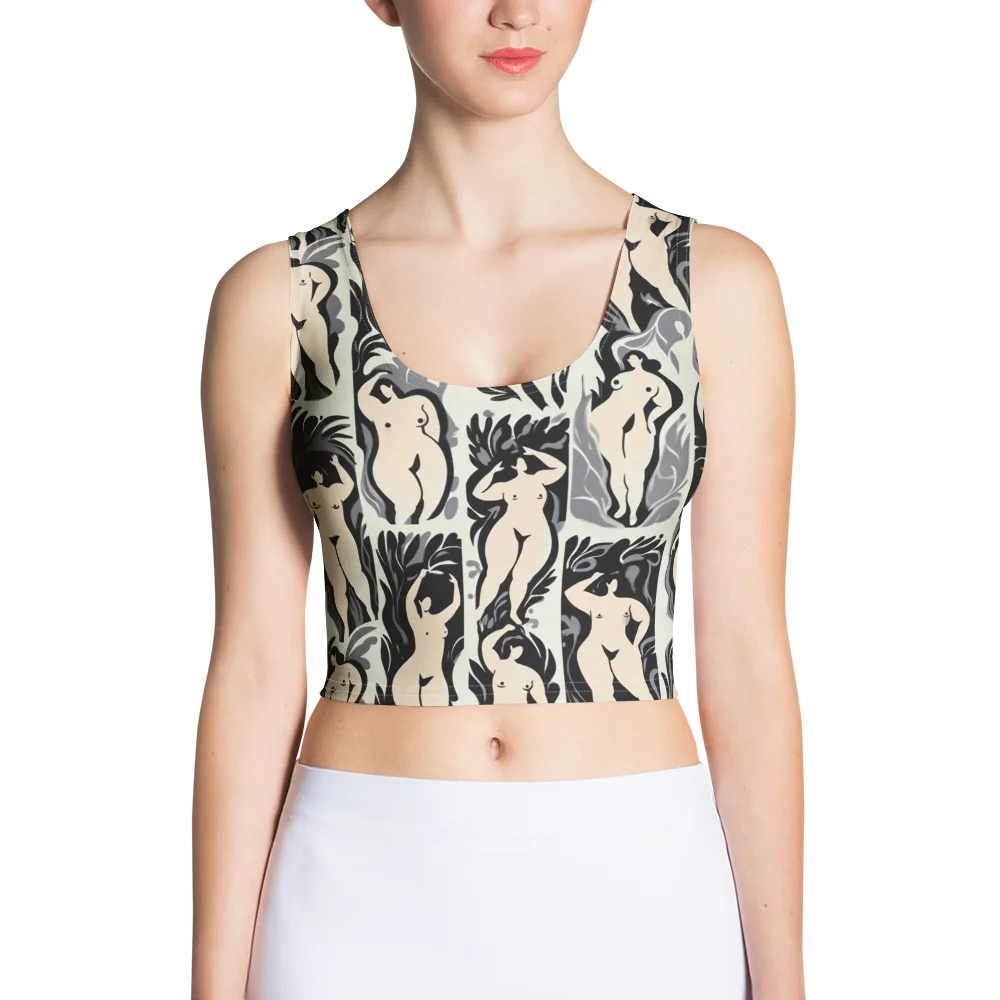 Ivory Figure Garden on Crop Top — Front