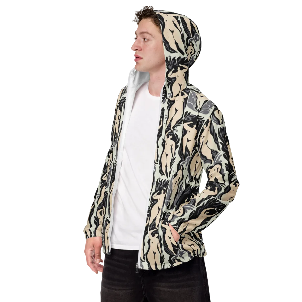 Ivory Figure Garden on Men's Windbreaker — Left Front