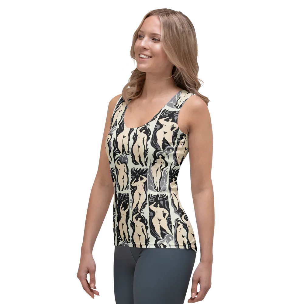 Ivory Figure Garden on Women's Tank Top — Left Front