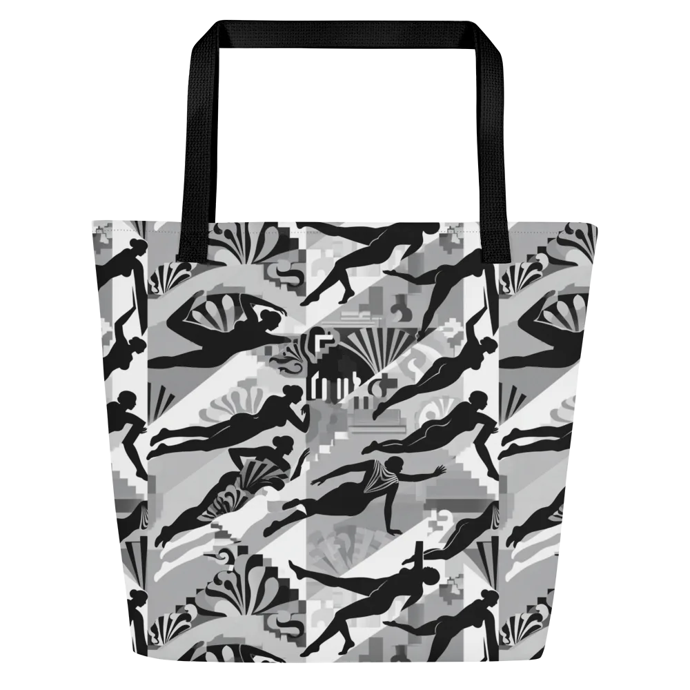 Deco Divers on Large Tote Bag W/ Pocket — Front