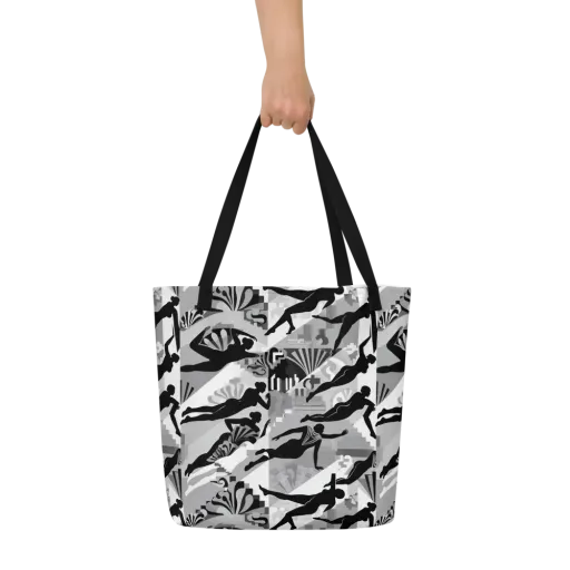 Deco Divers on a Large Tote Bag W/ Pocket