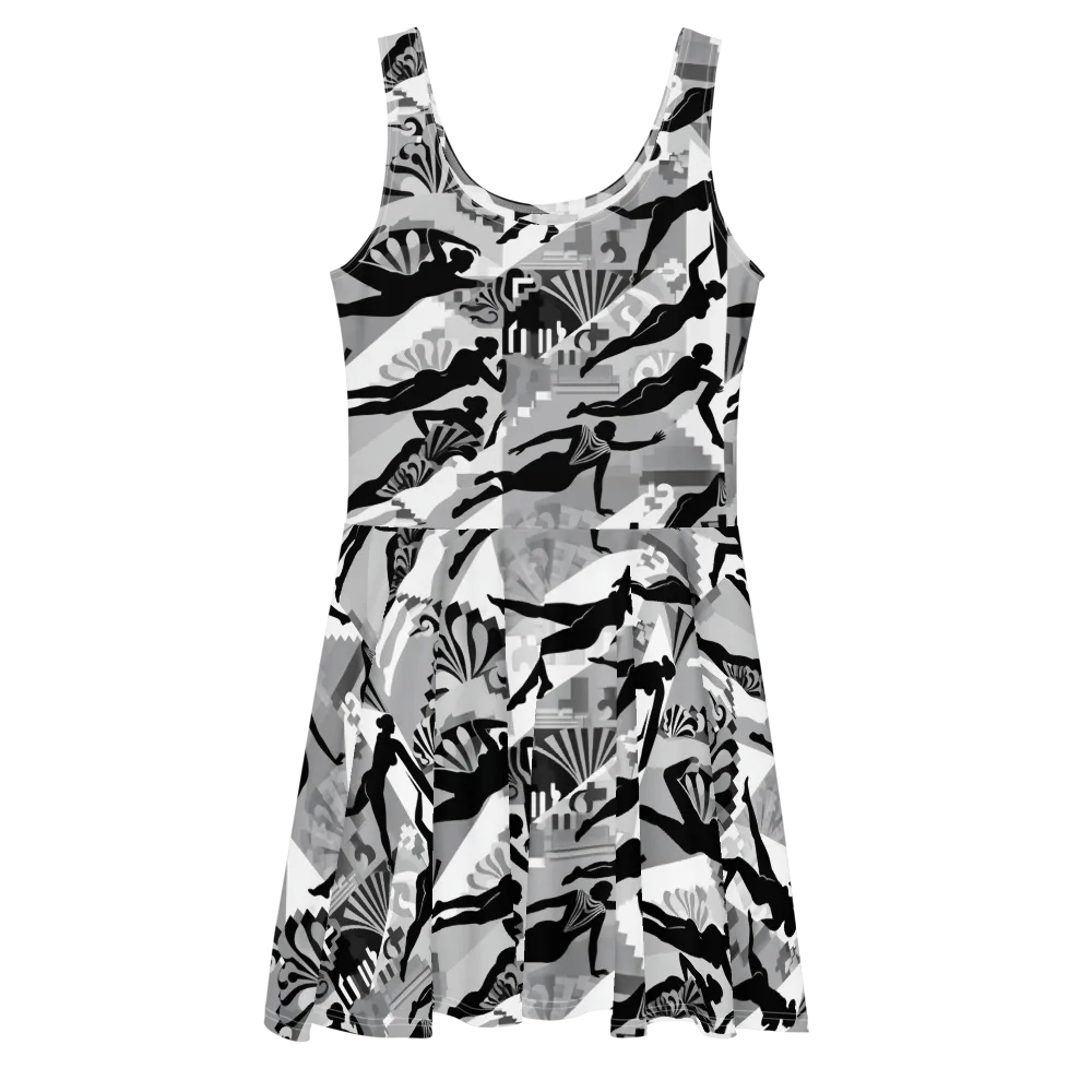Deco Divers on Skater Dress — Front