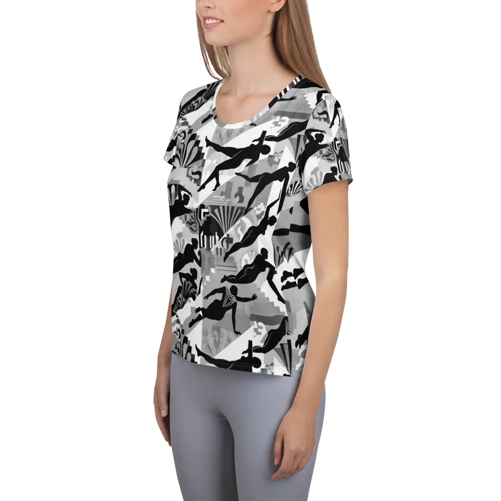 Deco Divers on Women's Athletic T-Shirt — Left