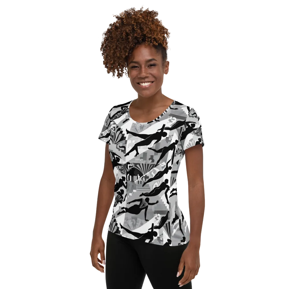 Deco Divers on Women's Athletic T-Shirt — Left