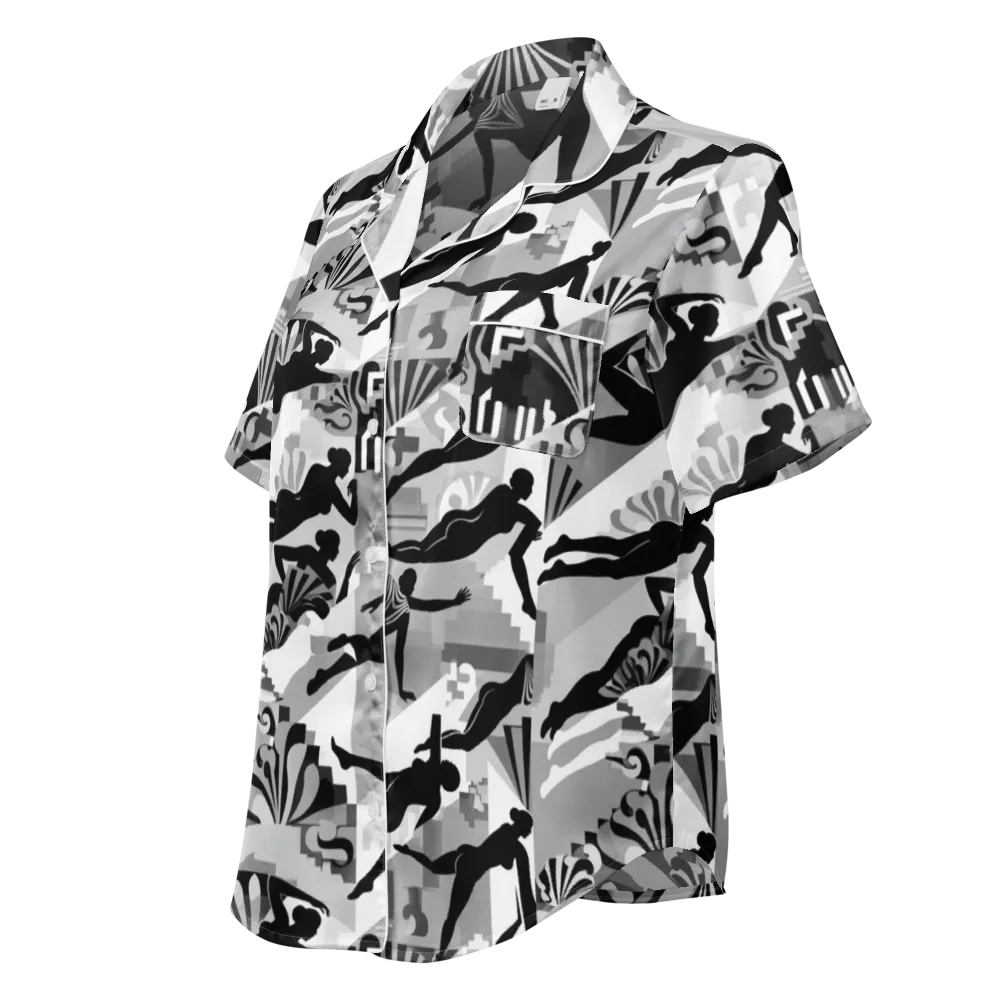 Deco Divers on Women's Short Sleeve Pajama Top — Left Front