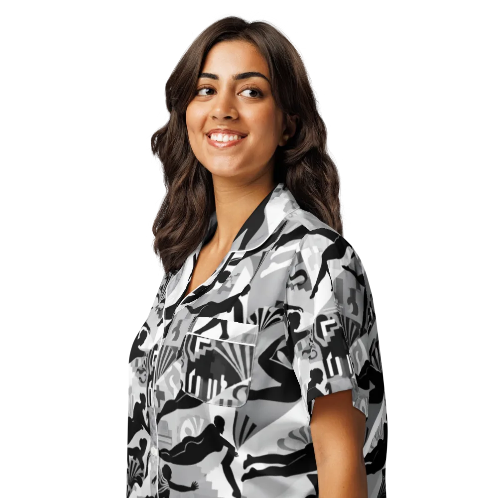 Deco Divers on Women's Short Sleeve Pajama Top — Left Front