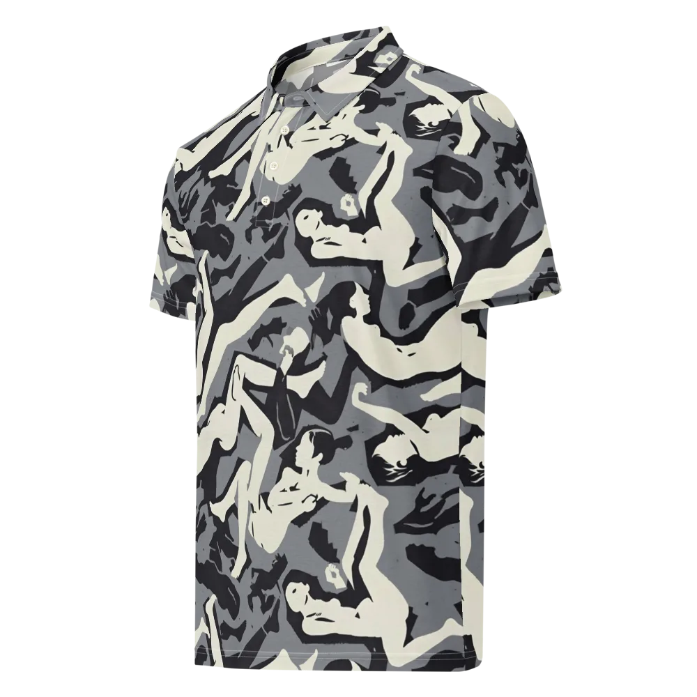 Midnight Figure Study on Men's Slim Fit Polo Shirt — Left Front