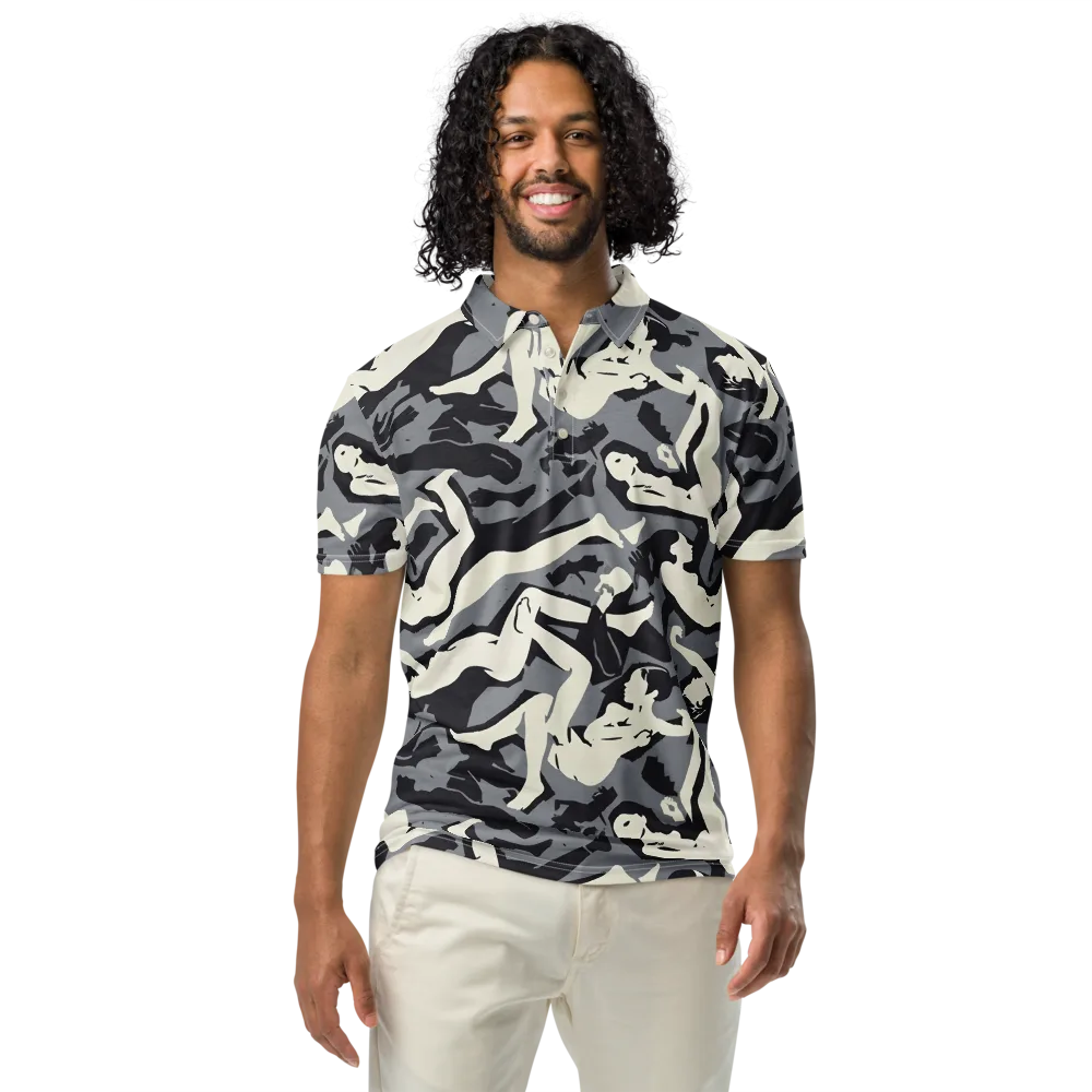 Midnight Figure Study on Men's Slim Fit Polo Shirt — Front