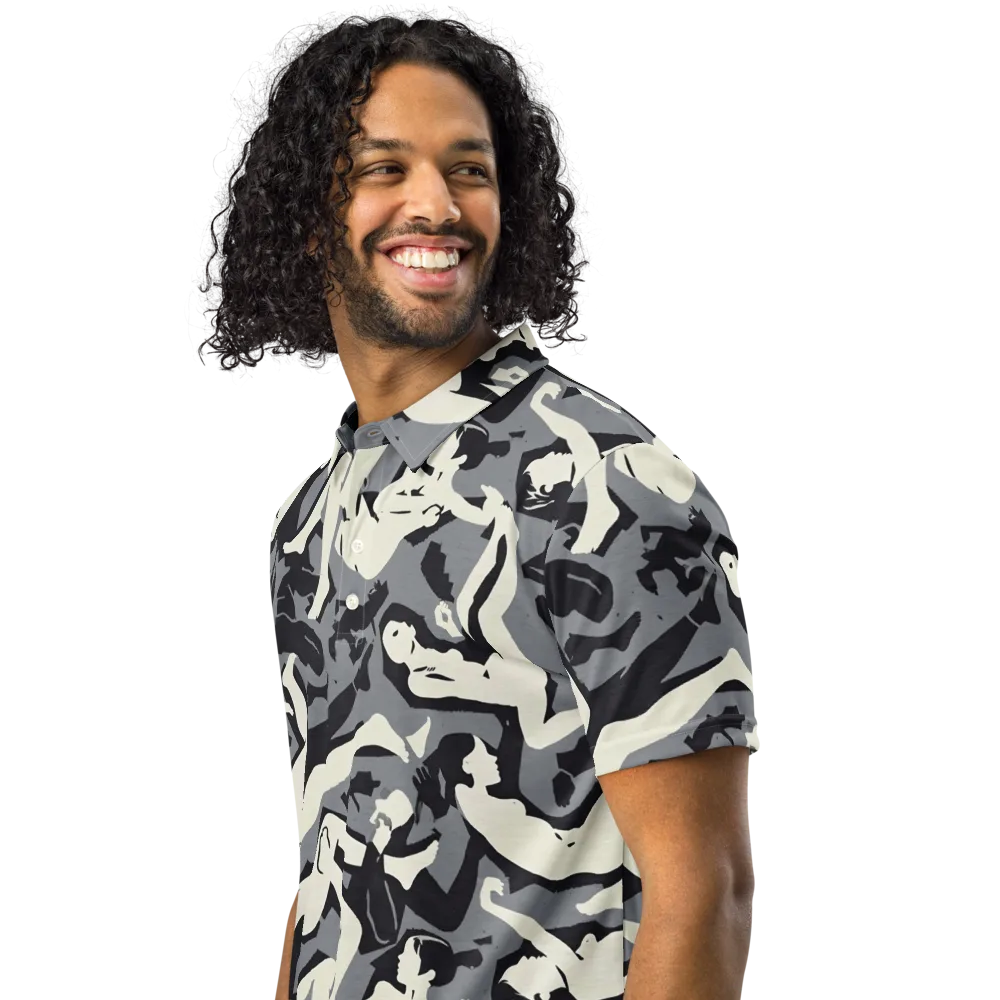 Midnight Figure Study on Men's Slim Fit Polo Shirt — Left Front