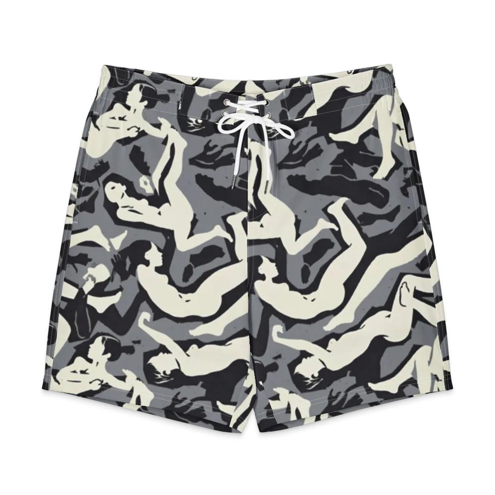Midnight Figure Study on Men's Board Shorts — Front