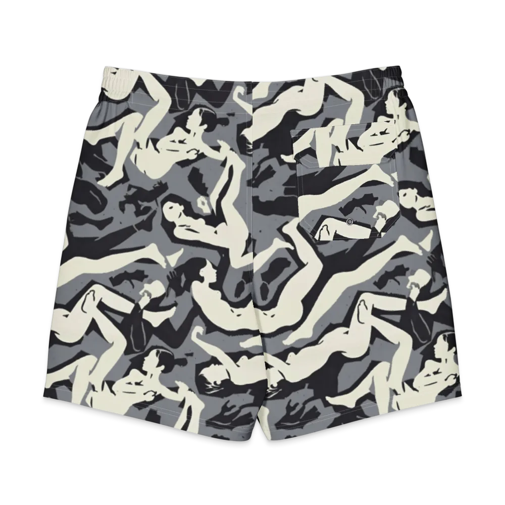 Midnight Figure Study on Men's Board Shorts — Back