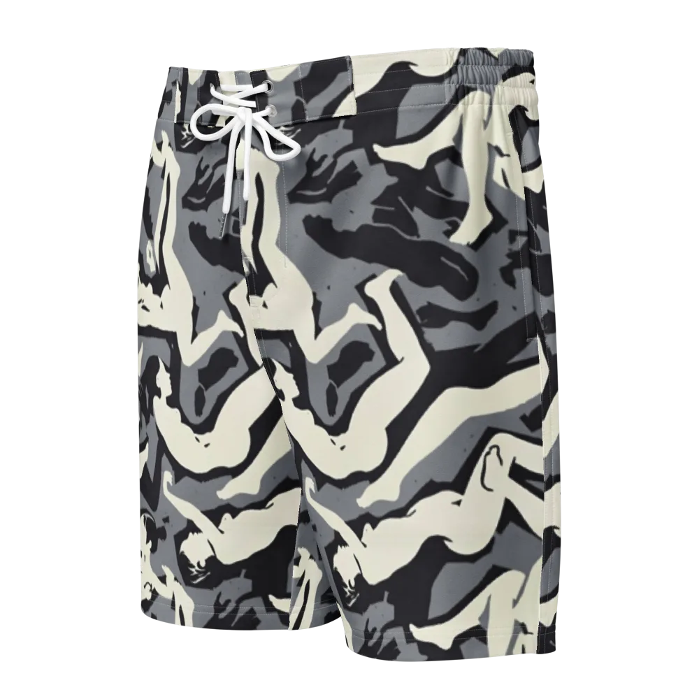 Midnight Figure Study on Men's Board Shorts — Front
