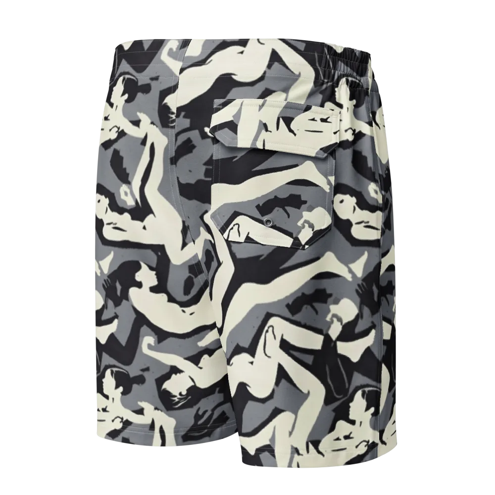 Midnight Figure Study on Men's Board Shorts — Back