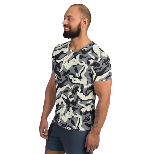 Midnight Figure Study on a Men's Athletic T-Shirt