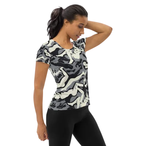 Midnight Figure Study on a Women's Athletic T-Shirt