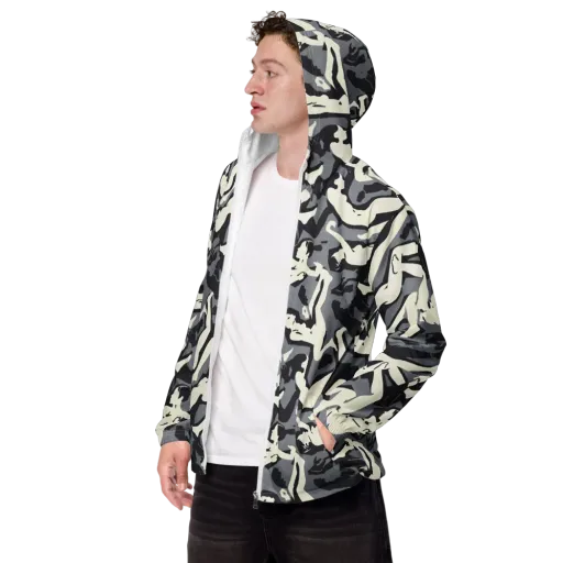 Midnight Figure Study on a Men's Windbreaker